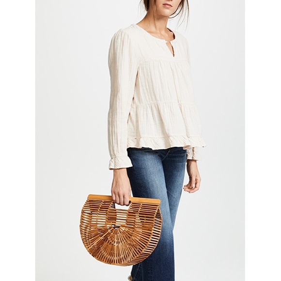 cult gaia Handbags - Cult Gaia Arc Fan wooden bamboo basket bag AUTH!